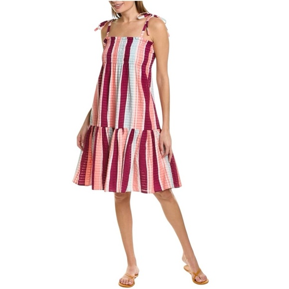 Tanya Taylor Swim NWT Leandra Smocked Striped Cover Up Dress Women’s 1X - Picture 3 of 11